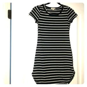 Black and White Striped T-Short Dress